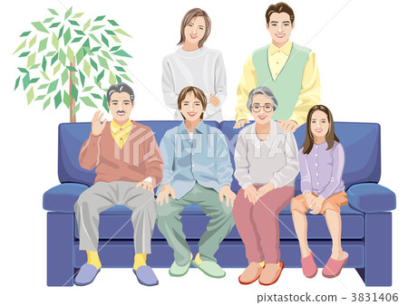 A family sitting on the sofa 3831406