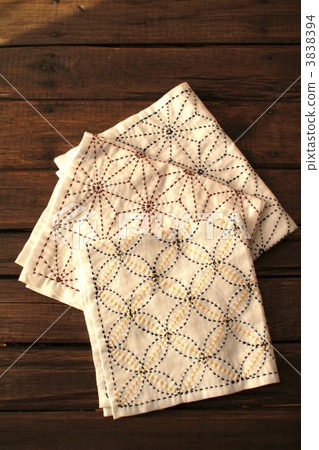 Colorful sashiko cloth with Shippo Tsunagi and hemp leaf pattern Colorful sashiko cloth with Shippo Tsunagi and hemp leaf pattern 3838394