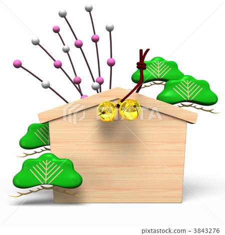 votive picture, shinto or buddhist prayer, decorated 3843276