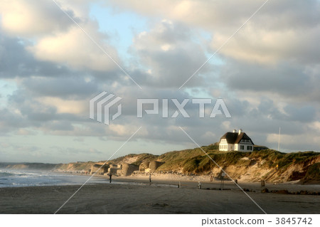 summer in denmark:  beach of loekken, 3845742
