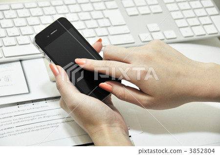 Business scene @ smartphone & Mac keyboard 3852804
