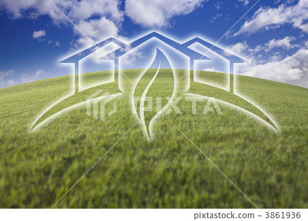 Green House Ghosted Over Fresh Grass and Sky 3861936