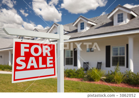 Home For Sale Real Estate Sign and House - Left Home For Sale Real Estate Sign and House - Left 3862052