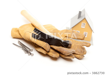 Hammer, Gloves, Nails and House Hammer, Gloves, Nails and House 3862730
