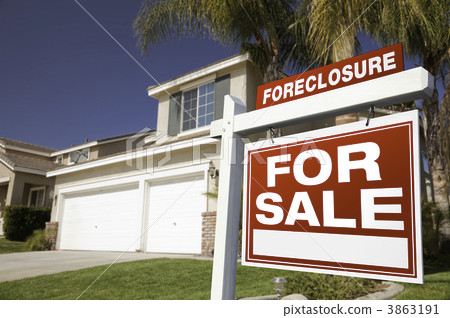 Foreclosure For Sale Real Estate Sign and House 3863191