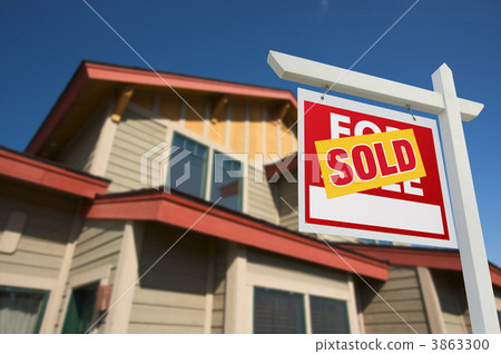 Sold Home For Sale Sign in Front of New House 3863300