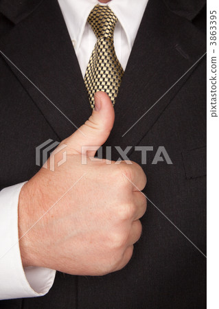 Businessman Gesturing Thumbs Up with Hand Businessman Gesturing Thumbs Up with Hand 3863395