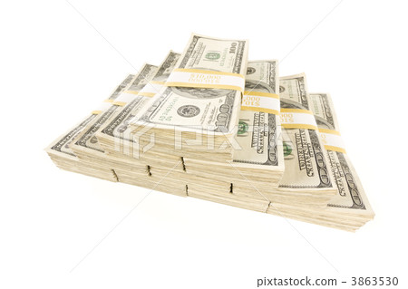Stacks of One Hundred Dollar Bills on White Stacks of One Hundred Dollar Bills on White 3863530