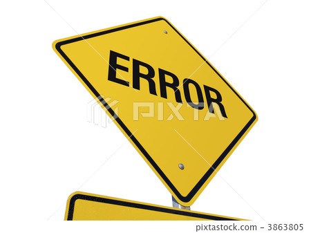 Yellow Error Road Sign Isolated on White 3863805
