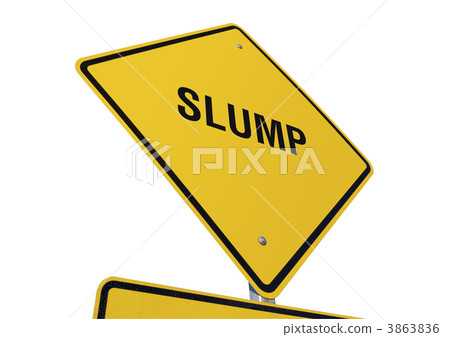 Yellow Slump Road Sign Isolated on White 3863836