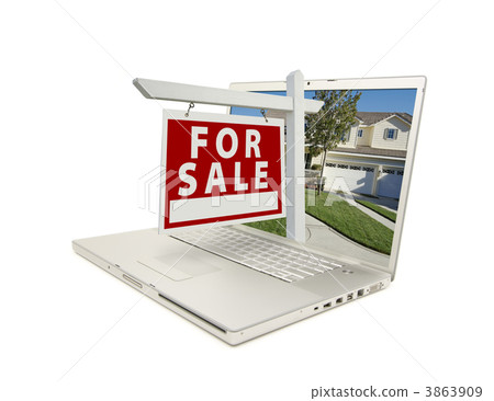 Red For Sale Sign on Laptop 3863909