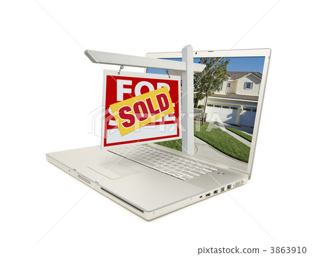Red Sold For Sale Sign on Laptop 3863910