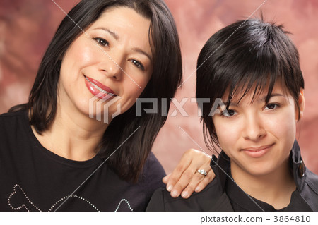 Attractive Multiethnic Mother and Daughter Portrait 3864810