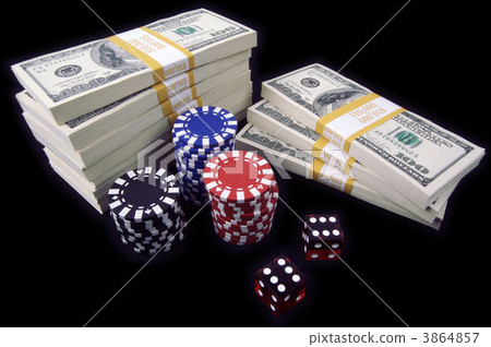 Hundred Dollar Bills, Red Dice & Poker Chips Hundred Dollar Bills, Red Dice & Poker Chips 3864857