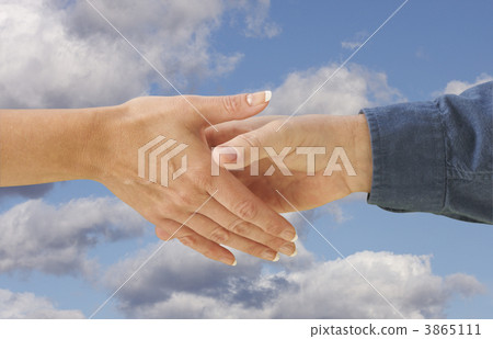 Man and woman shaking hands. 3865111