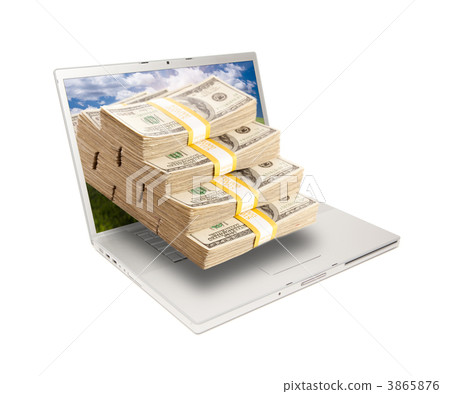 Laptop with Stacks of Money Coming From Screen Laptop with Stacks of Money Coming From Screen 3865876