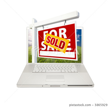 Sold For Sale Real Estate Sign on Laptop 3865929