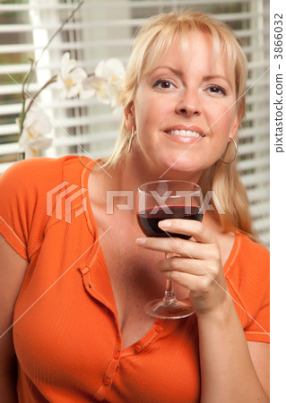 Attractive Blond with a Glass of Wine Attractive Blond with a Glass of Wine 3866032