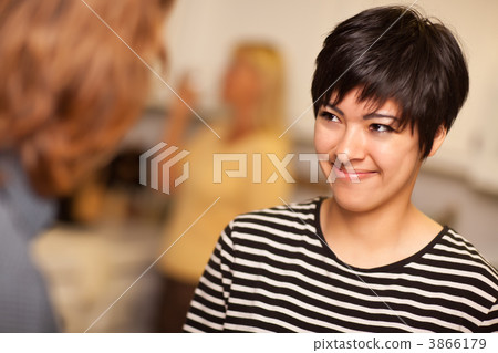 Smiling Young Woman Socializing Smiling Young Woman Socializing 3866179