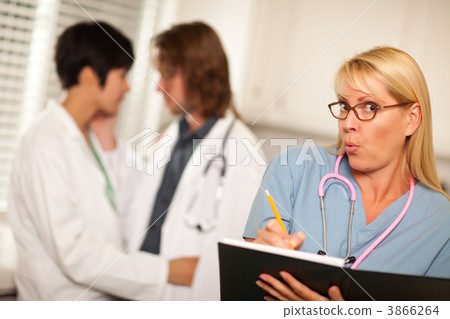 Alarmed Medical Woman Witnesses Colleagues Inner Office Romance 3866264