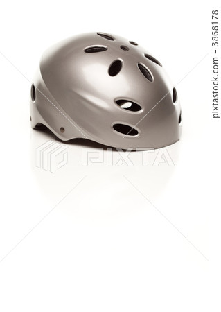 Silver Bike Helmet on White Silver Bike Helmet on White 3868178