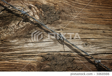 Aged Wood Texture and Barbed Wire 3868986