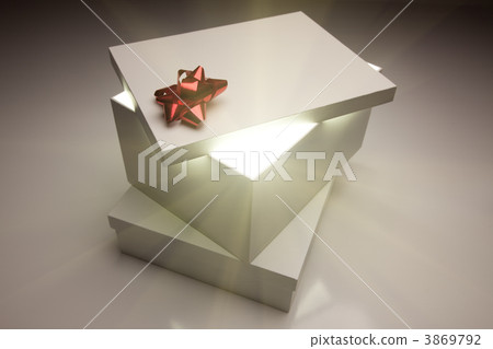 Red Bow Gift Box Lid Showing Very Bright Contents 3869792