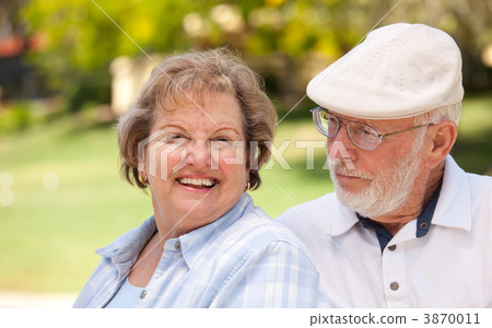 Happy Senior Couple in The Park Happy Senior Couple in The Park 3870011