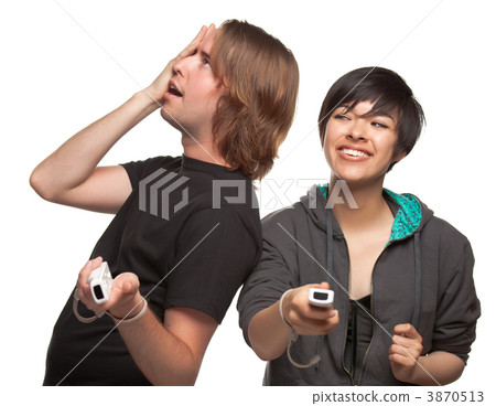 Fun Diverse Couple Playing Video Game Fun Diverse Couple Playing Video Game 3870513