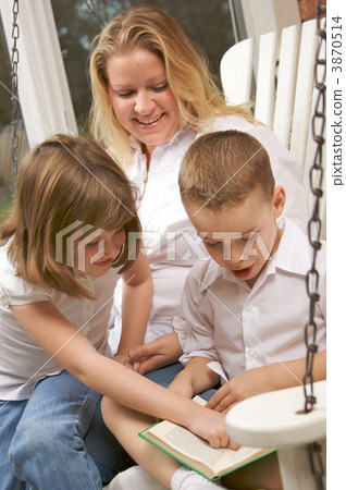 Young Boy Reads to His Mother and Sister Young Boy Reads to His Mother and Sister 3870514