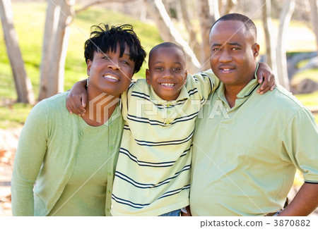 Happy African American Man, Woman and Child 3870882
