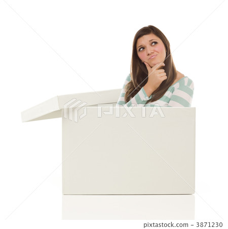 Ethnic Female Popping Out and Thinking Outside The Box Ethnic Female Popping Out and Thinking Outside The Box 3871230