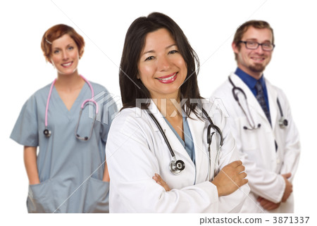 Group of Doctors or Nurses on a White Background Group of Doctors or Nurses on a White Background 3871337