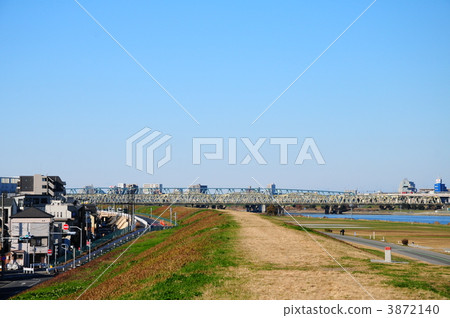 荒川灘 荒川河堤 風景 3872140