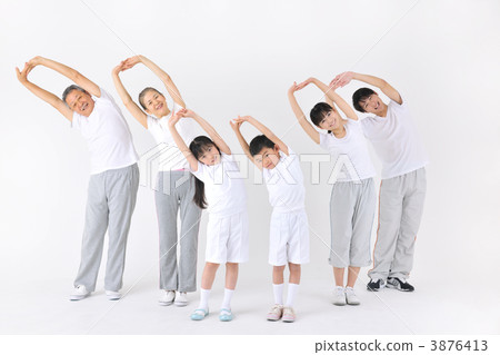 senior, fitness, three generations 3876413