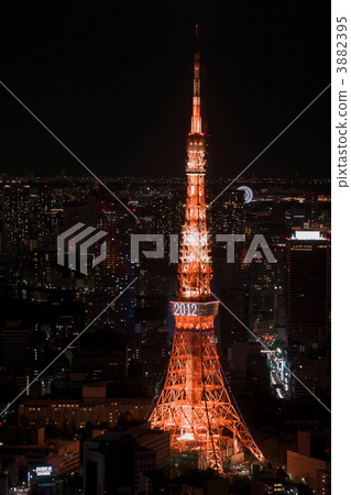 tokyo tower, night scape, night scene 3882395