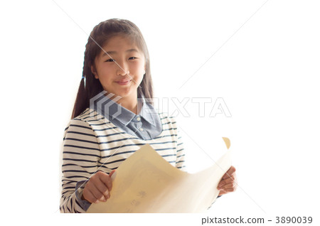 Smiley elementary school student with a certificate 3890039