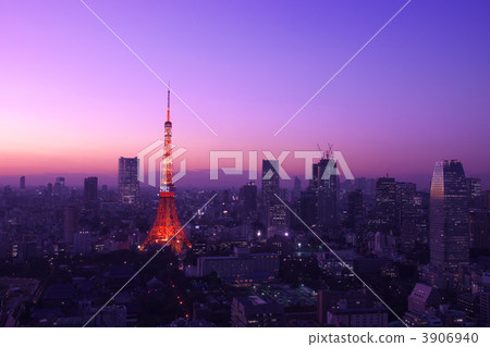 evening scene, tokyo tower, establishment 3906940
