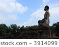 Buddha statue of Ayutthaya in fine weather 3914099