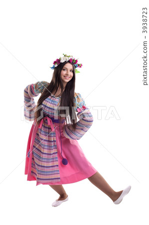 young girl with garland dance in russian costume young girl with garland dance in russian costume 3938723
