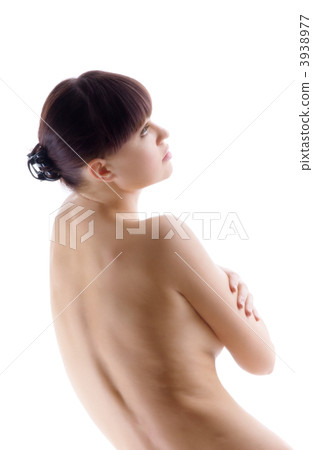 Nude woman posing on white Nude woman posing on white 3938977