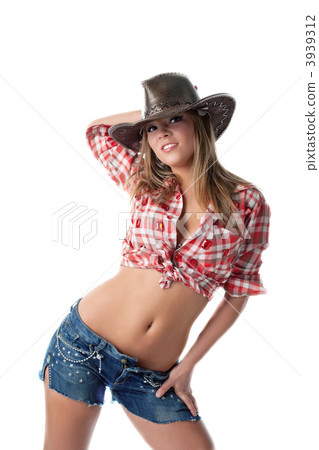 Beautiful young cowgirl stand with naked stomach Beautiful young cowgirl stand with naked stomach 3939312