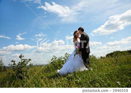 Wedding couple in sunny summer day 3940359