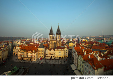 The Old Town Square in the center of Prague City The Old Town Square in the center of Prague City 3943339