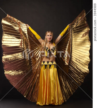 Beauty woman dance with gold wing 3944989