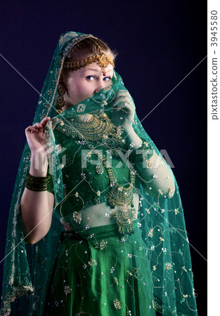young woman look at you - close face with veil 3945580