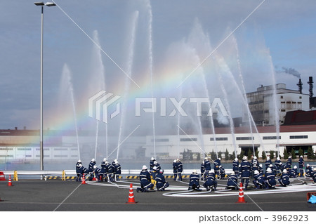 simultaneous drainage, water discharge, new year firefighters' event 3962923