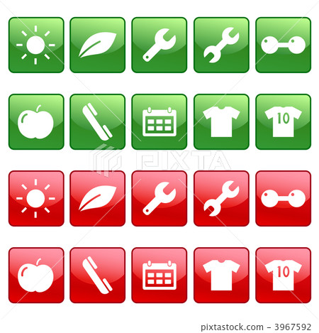 Icon set of sun, leaves, telephone, calendar, etc. 3967592