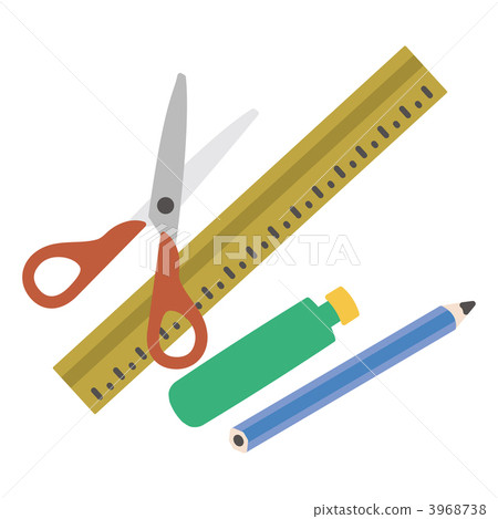 ruler, scissors, school supplies - Stock Illustration [3968738] - PIXTA