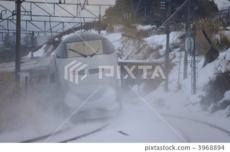 Snow Yamagata Shinkansen bullet train Snow smoke winter Yamagata bullet train 3968894